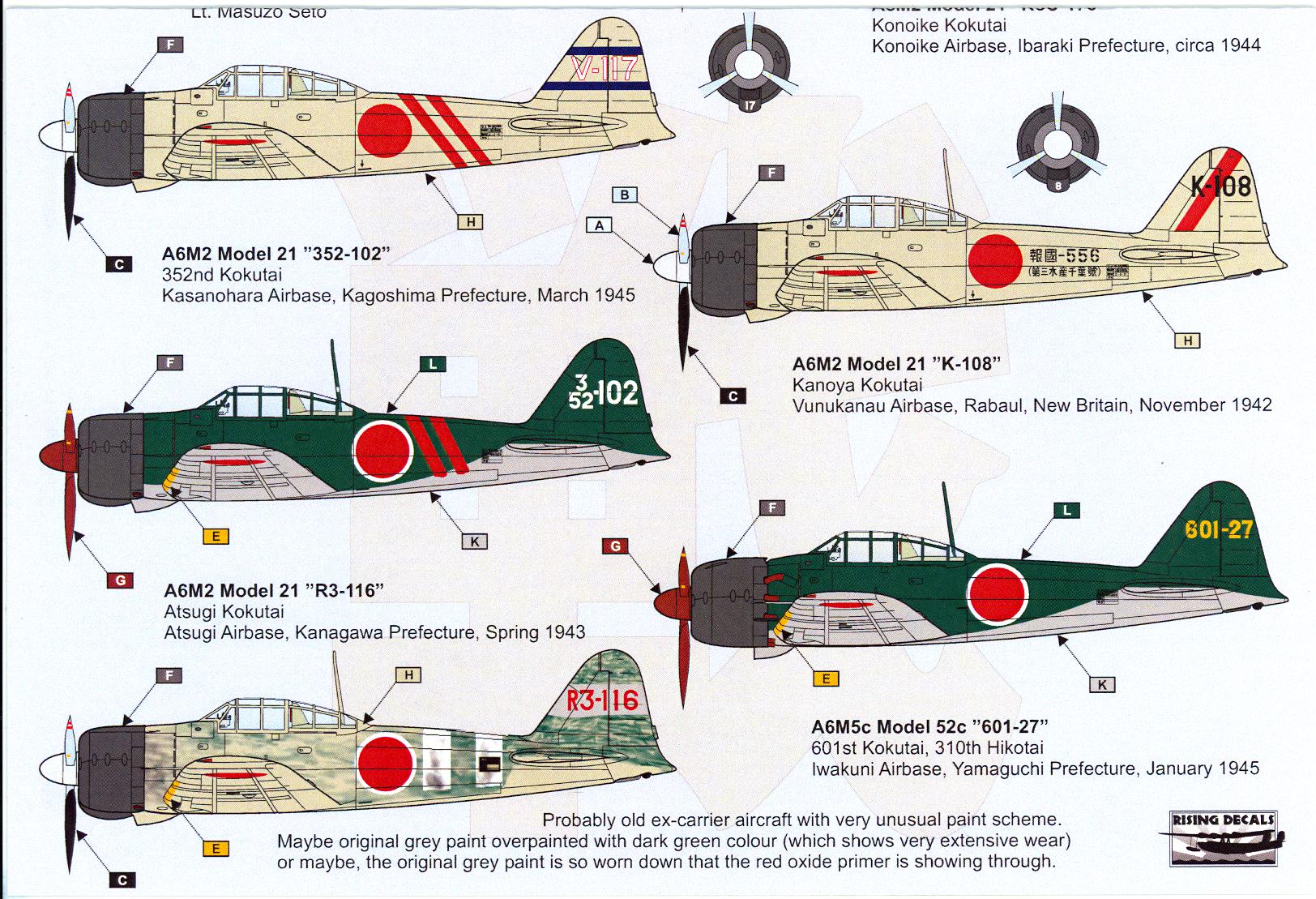 Rising Decals 1/72 MITSUBISHI A6M ZERO Japanese Carrier Fighter Part 3 